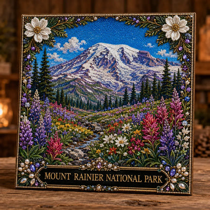 🏔️🌲 Premium 3D Pearl National Parks Wall Art Kit | Luxury Flocked Canvas with Scratch-Resistant Non-Fading Pearl Beads DIY Nature Decor ✨