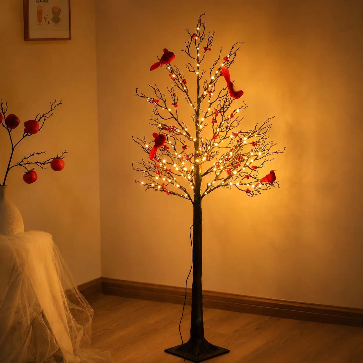 🎉✨ 2026 Vintage Glowing Cardinal Tree