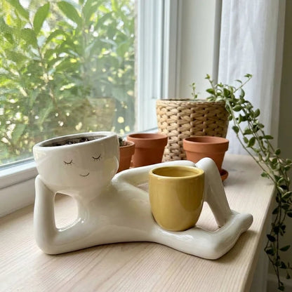 🌵 Double Plant Pot with a Funny Twist – Grow Two Plants in One Cute Planter 🌿