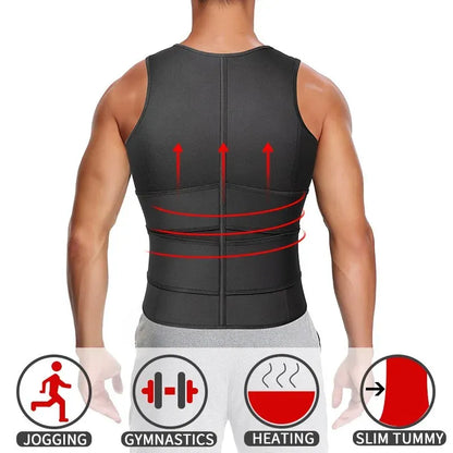 ⭐💪Men Body Shaper Sauna Vest Waist Trainer Double Belt