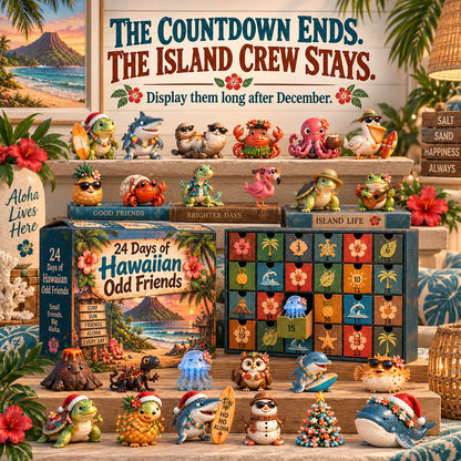 🌺 24 Days of Hawaiian Odd Friends Advent Calendar | 24 Unique Tropical Mini Figures with Daily Surprises for Hawaii Lovers, Collectors & Christmas Displays 🎄