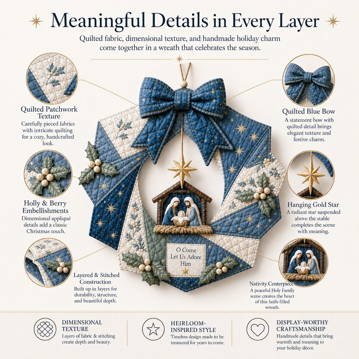 🎄 Christmas Fabric Wreath DIY Kit