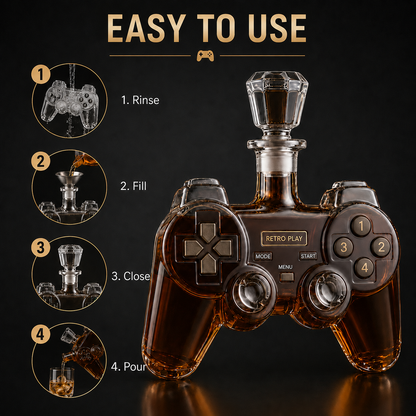 🎮 Retro Gaming Controller Whiskey Decanter – A Legendary Pour for Game Night 🥃