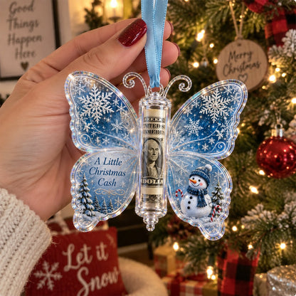 🦋💵 Embossed Butterfly Christmas Cash Gift Ornament – Holiday Money Holder Keepsake 🎄✨