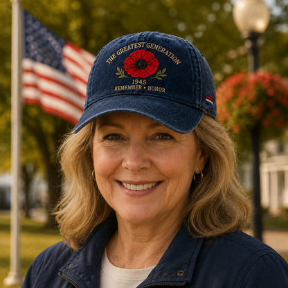 The Greatest Generation 1945 Memorial Poppy Cap – Remember & Honor