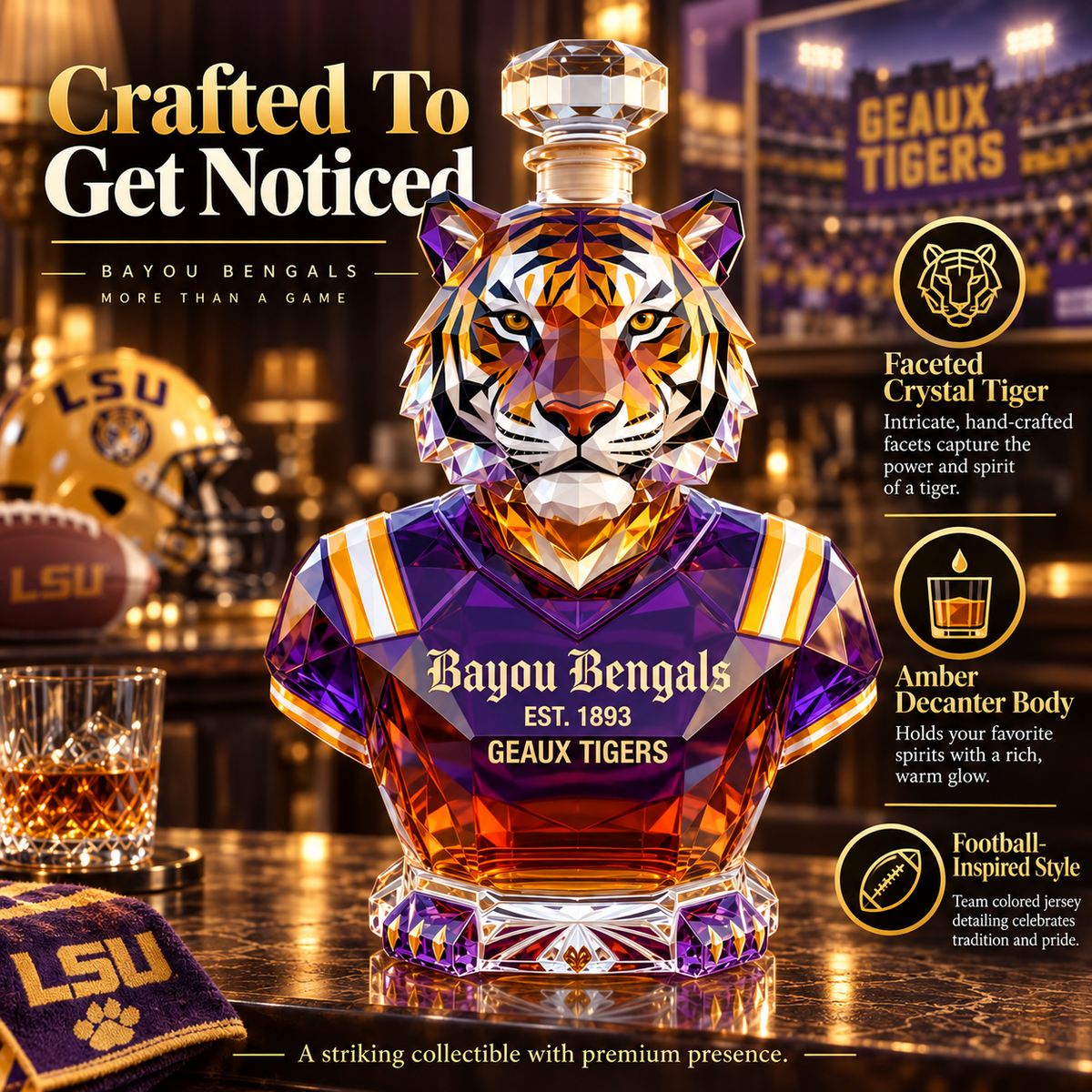 Bayou Bengals Limited Edition Whisky Bottle