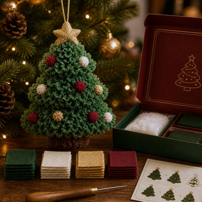 🎄🧵 Cozy Christmas Fabric Poke Ornament Kit – Create Your Own 3D Holiday Keepsake