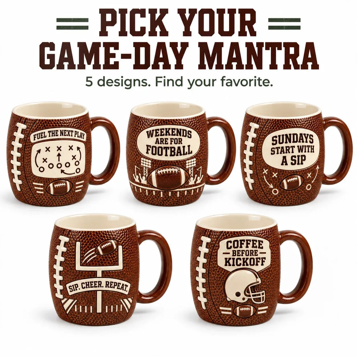 🏈🔥 Game Day 3D Football Mug – 5 Fun Ceramic Designs for Coffee, Beer & Sports Fans