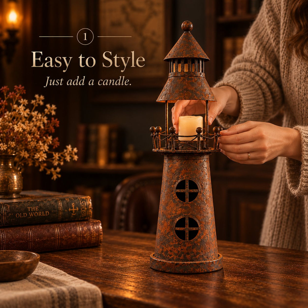 🕯️ Vintage Lighthouse Candle Lantern-Bring the Warm Glow of an Old Lighthouse Home🎁