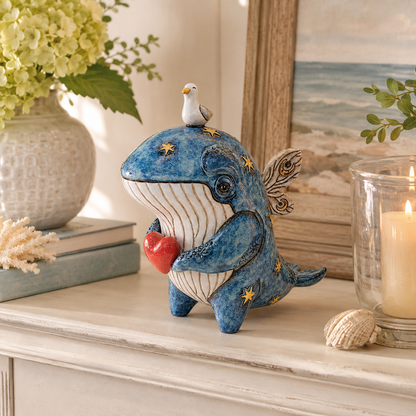 Whimsical Coastal Whale Sculpture