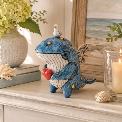 Whimsical Coastal Whale Sculpture