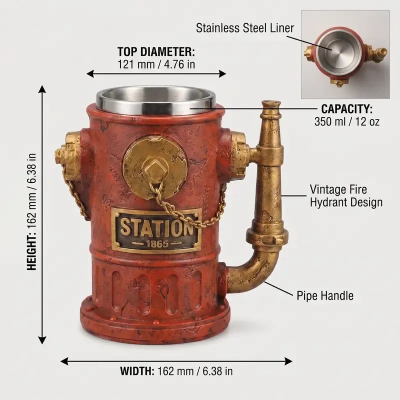 🚒 Vintage Fire Hydrant Coffee Mug – Unique Industrial Style Drinkware! ☕🔥