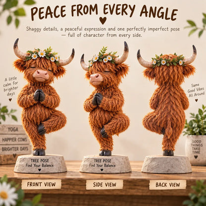 🧘🐮 Zen Highland Cow Figurine – A Whimsical Yoga Companion for Peaceful Spaces