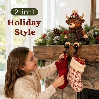 🎄🧦 Festive Mantel Character Stocking Holders – Hidden Hook Christmas Shelf Decor