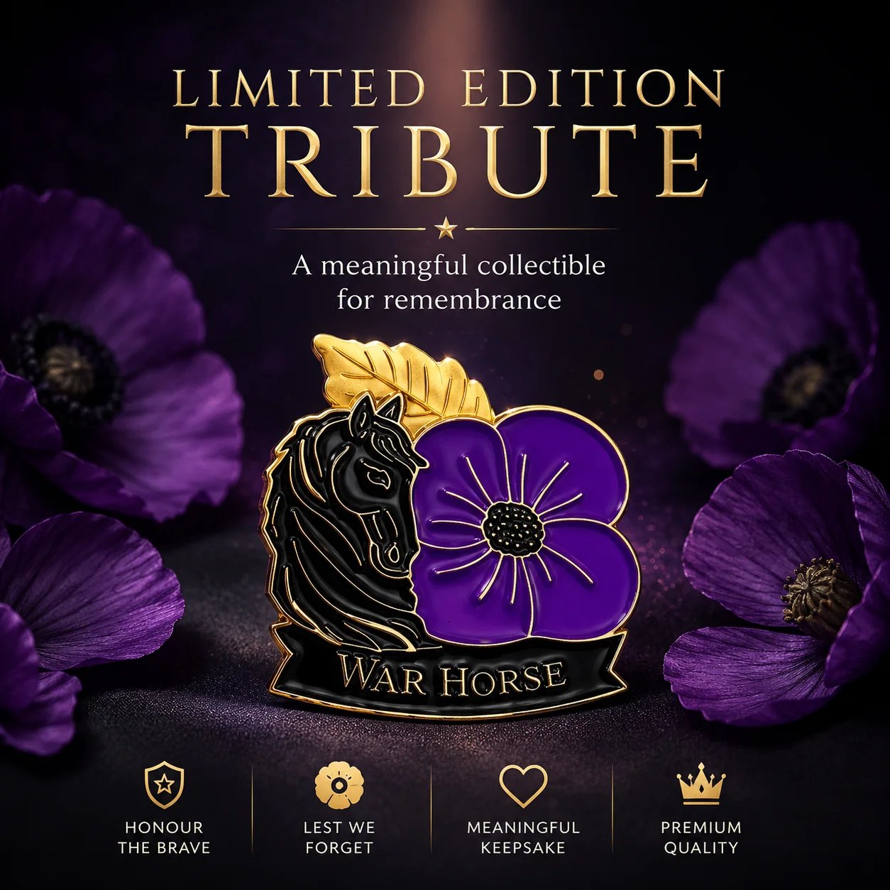 War Horse Purple Poppy commemorative badge presentation