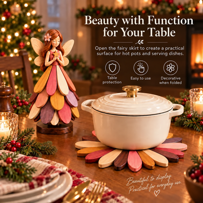 🧚 Fairy Bloom Trivet – Foldable Fairy Decor & Heat-Resistant Table Protector