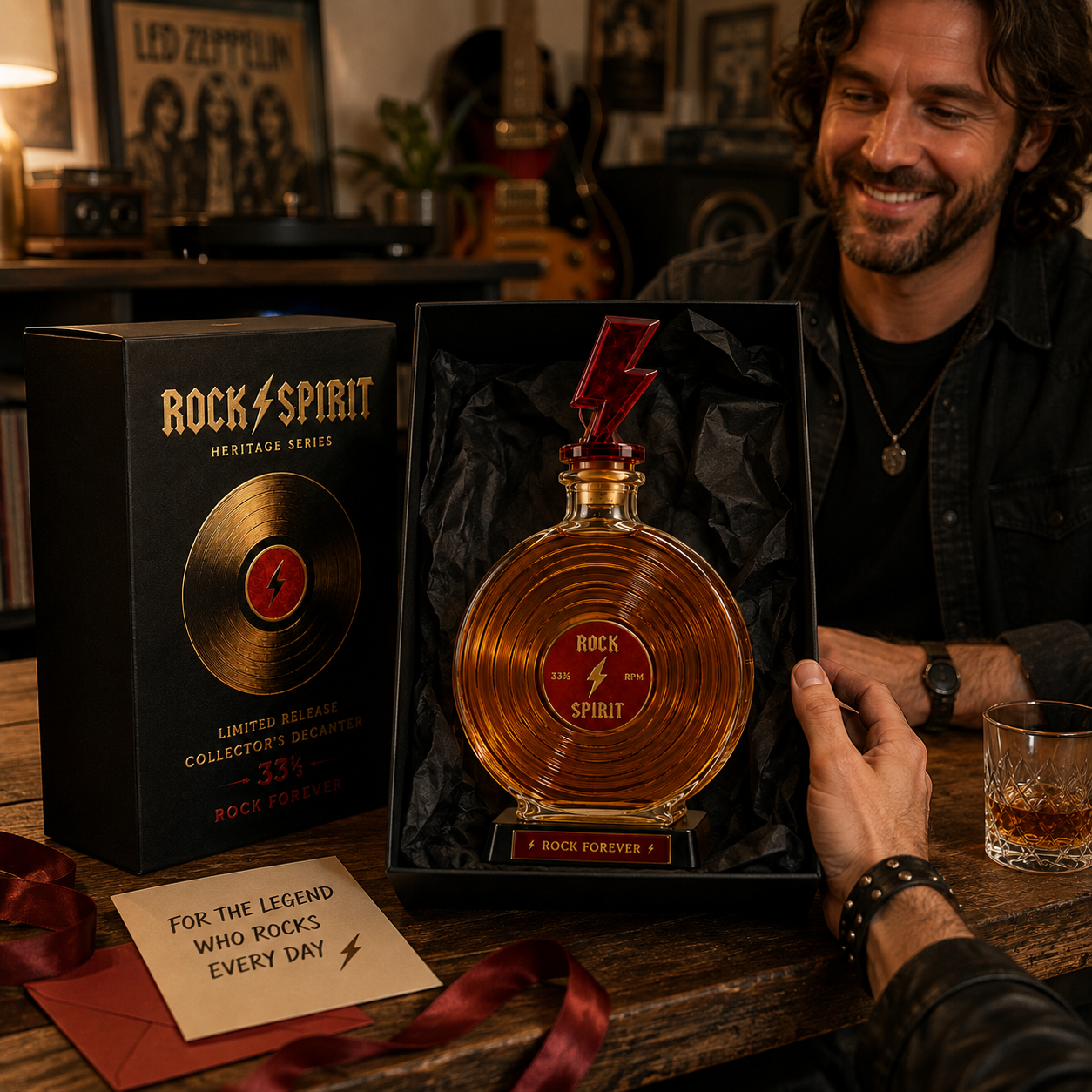 ⚡Rock Spirit 33⅓ RPM Vinyl Record Whiskey Decanter – Rock Forever Collector’s Edition