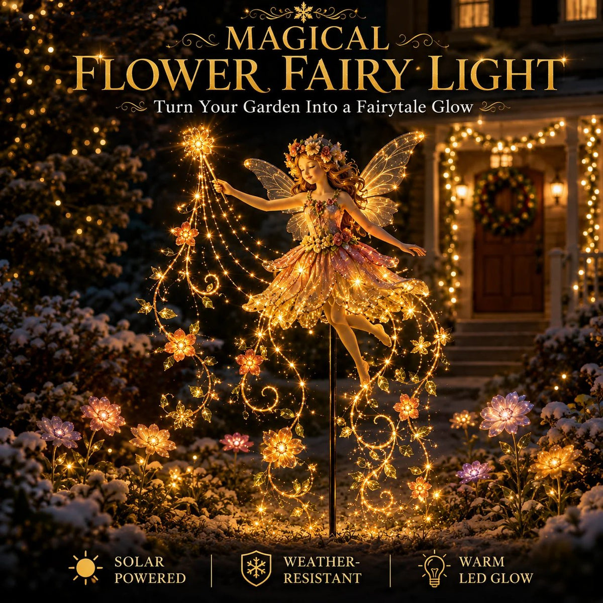 🔥✨ Enchanted Flower Fairy Solar Garden Light – Magical Glowing Outdoor Christmas Yard Decor 🧚🌸