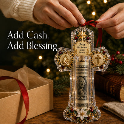 Christian Cash Gift Christmas Ornament – Faith-Inspired Money Holder Keepsake