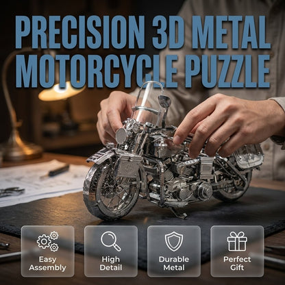 Silver Motorcycle 3D Metal Assembly Puzzle