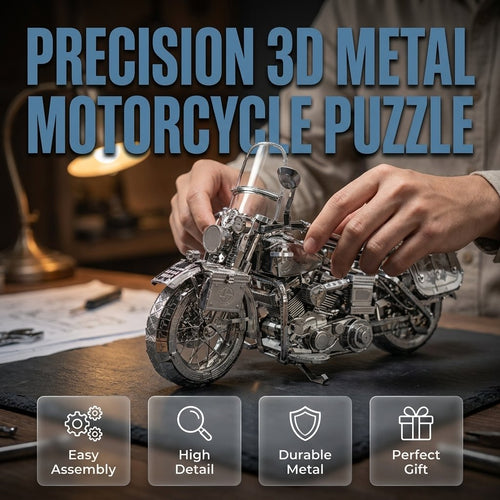 Silver Motorcycle 3D Metal Assembly Puzzle