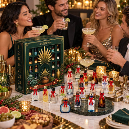 24-Day Mini Tequila Bottle Advent Blind Box for Holiday Celebration, Bar Table Decor, Collector Gift & Family Countdown