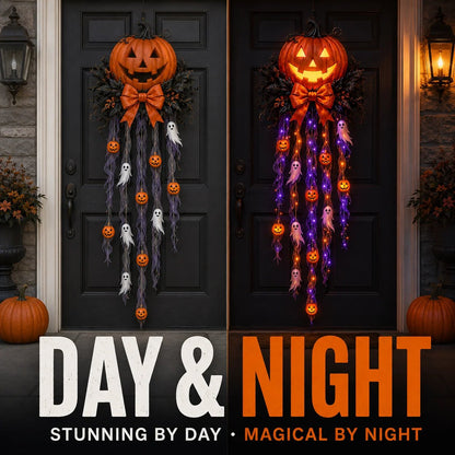 👻🎃 Spooky Glow Door Cascade – Lighted Halloween Pumpkin & Ghost Entry Decor