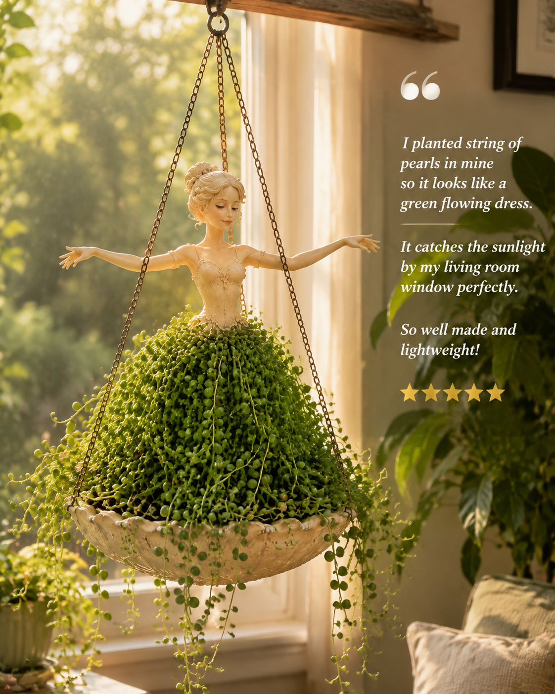 Handcrafted Resin Ballet Dancer Hanging Planter