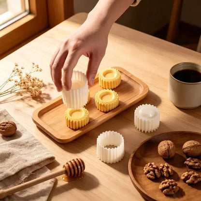 Sunflower & French Lace Round Mooncake Mold Set – Food-Grade Easy Release DIY Pastry Tool