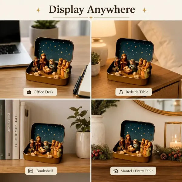 🔥Last Day 49% OFF - ✝️Religious Pocket-Size Mini Nativity Scene Set with Storage Box