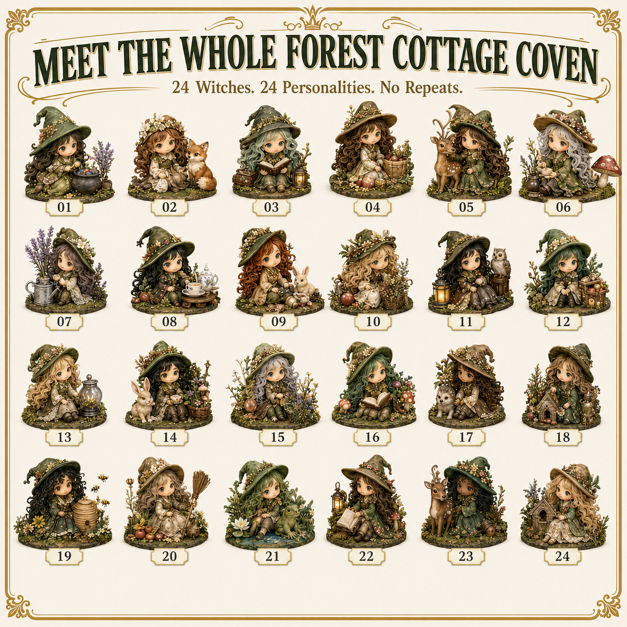 ⏰Limited Stock 49% OFF🔥 2026 The Five Covens Witch Advent Calendar – 24 Collectible Witches, 4 Magical Coven Styles