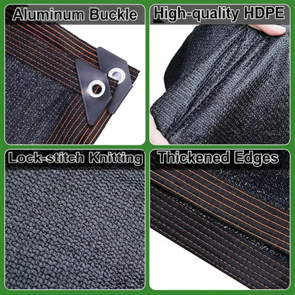 💥90% Blackout Cloth (Black) - 10 x 13ft UV-Resistant Shade Net with Reinforced Rivets