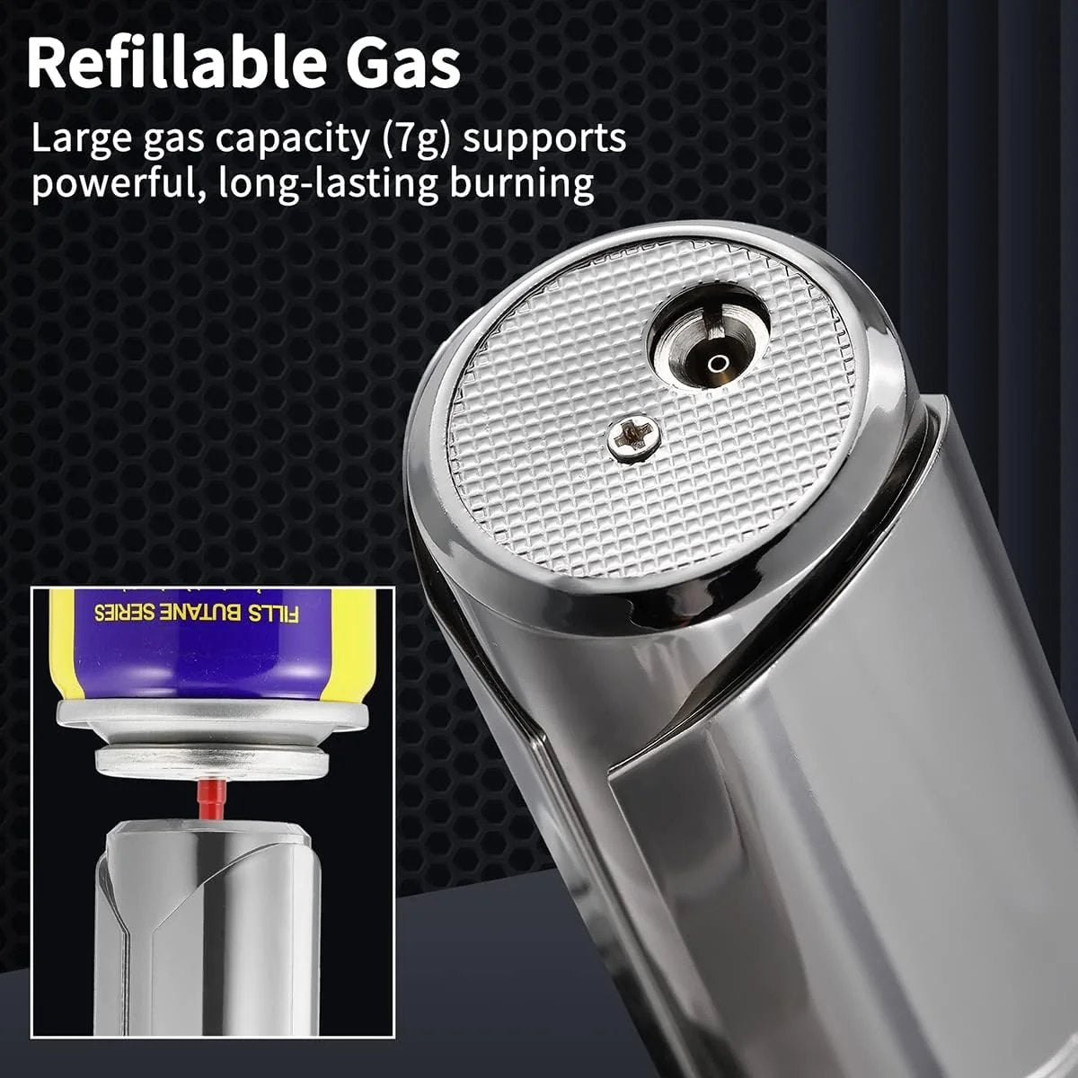 🔥 1800°C Refillable Jet Torch Lighter – Wind-Resistant Adjustable Flame