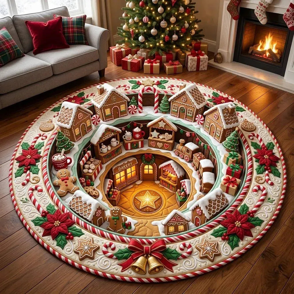 🎄3D-Weihnachtswichtel-Teppich mit optischer Täuschung | Lustige, festliche Must-have-Wohndeko⭐🏠🎁