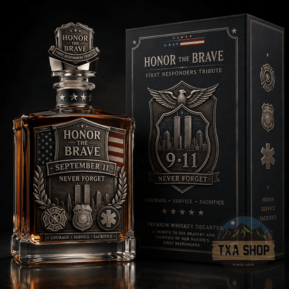 Honor the Brave Relief Decanter & Emblem – Hero Commemorative Ornament for Home Bar Display