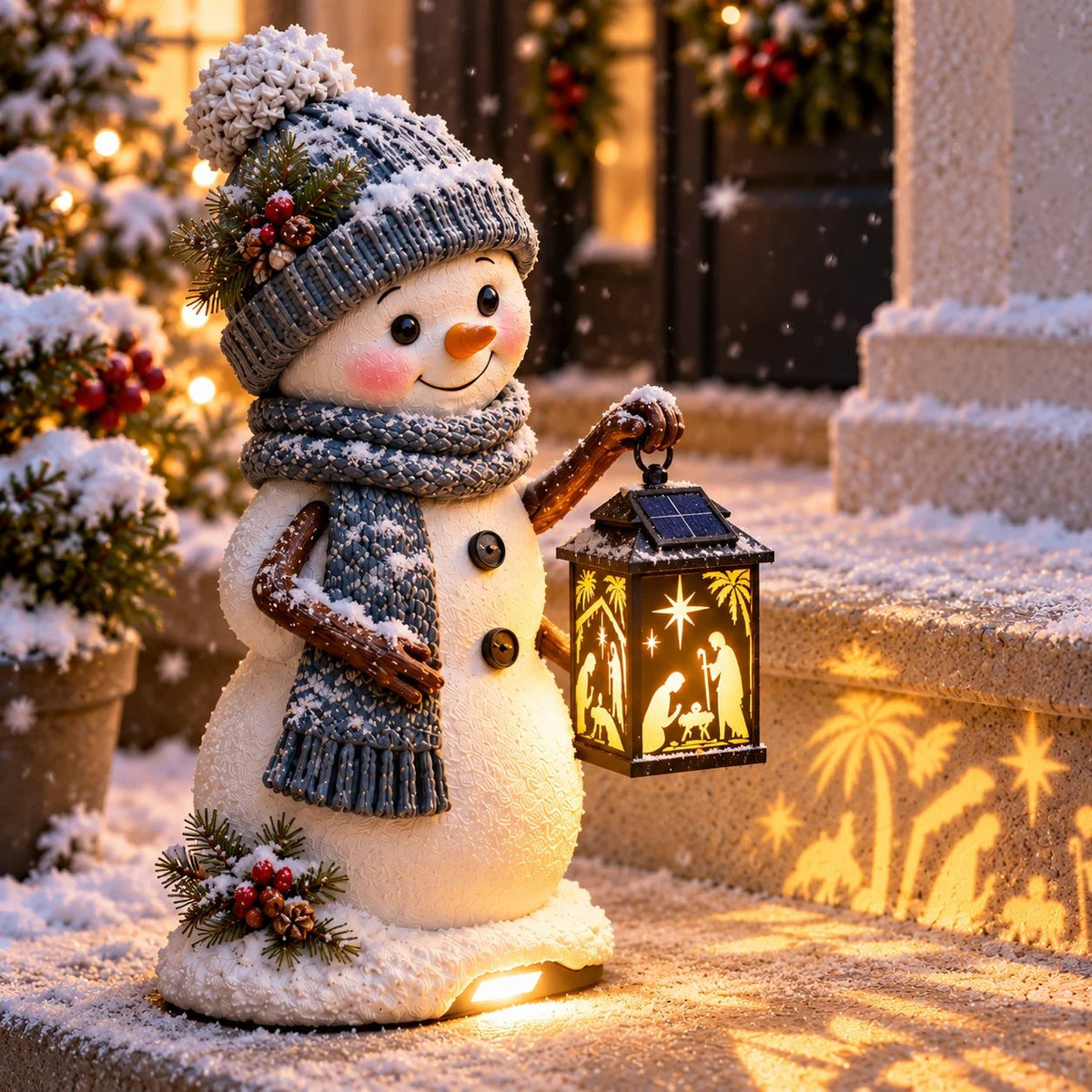 Snowman Nativity Glow Christmas step decoration