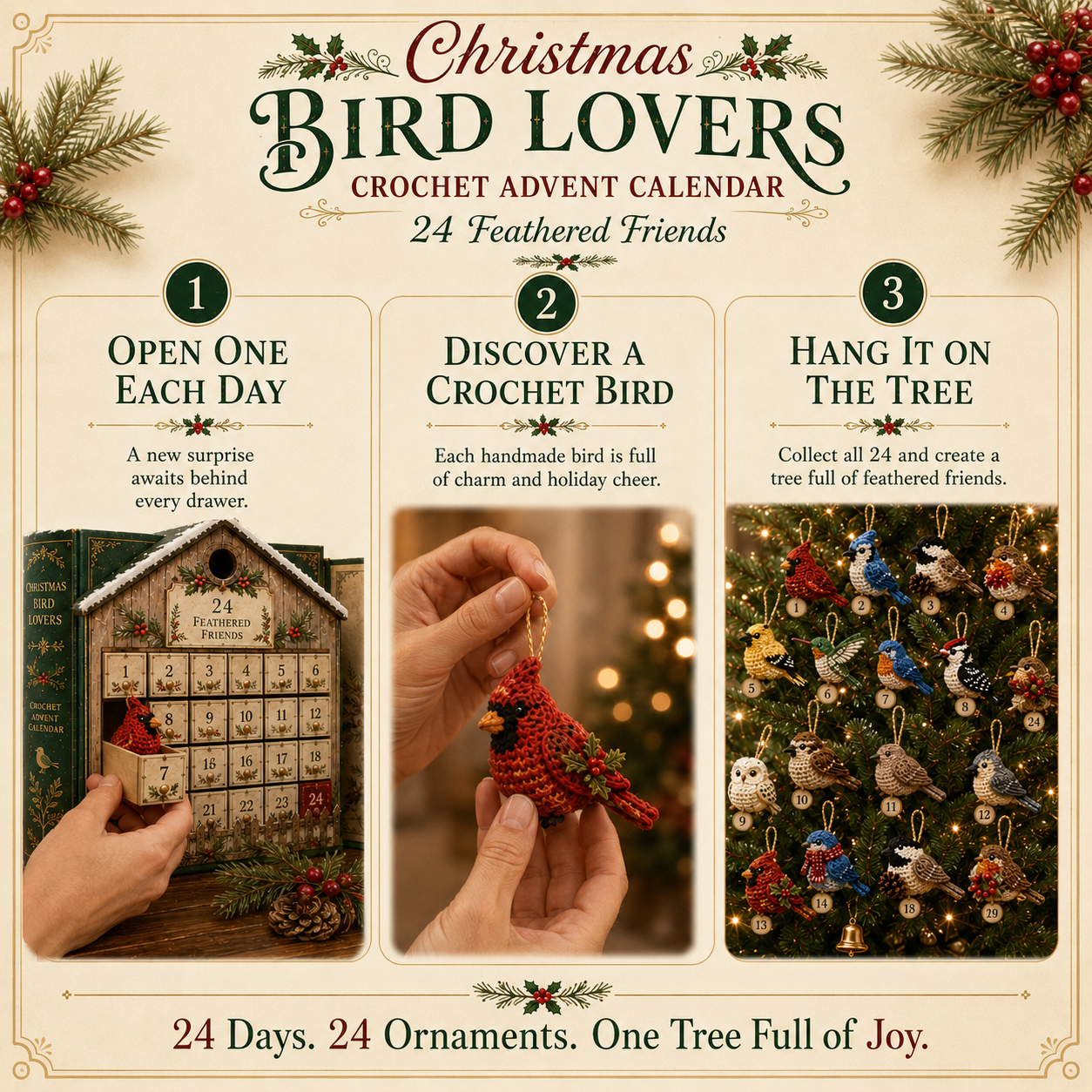 🎄 Christmas Bird Lovers Crochet Advent Calendar