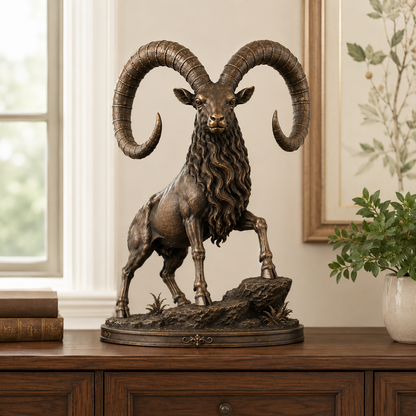 Vintage Grand Horn Ram Sculpture