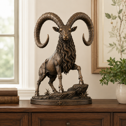 Vintage Grand Horn Ram Sculpture