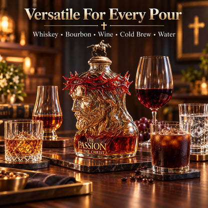 Sculpted Passion of the Christ Decanter | Premium Collectible Glass Bottle