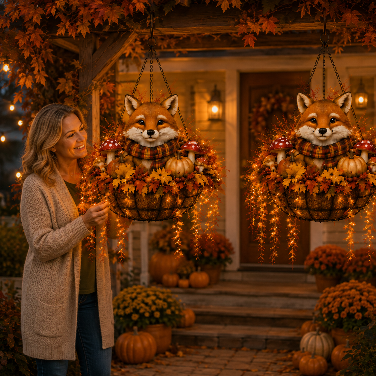 ❤️🍂Fall Animal Hanging Basket Collection：Cardinal / Deer / Fox / Squirrel