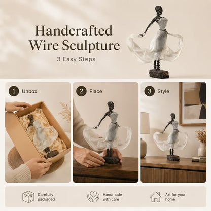 ✨Wire Female Ballet Sculpture | Unique Handcrafted Art Ornament, Elegant Decor for Living Room & Art Lovers