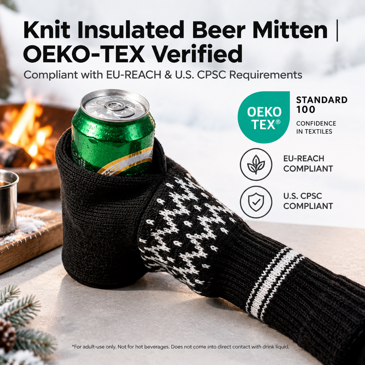 🧤Knitted Striped Thermal Beer Glove