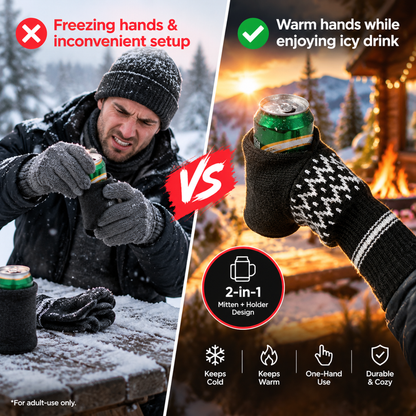 🧤Knitted Striped Thermal Beer Glove