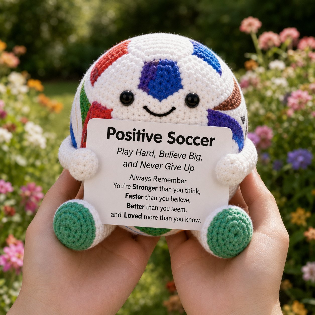 ⚽ Positive Soccer Buddy|Handmade Crochet Encouragement Gift 💚