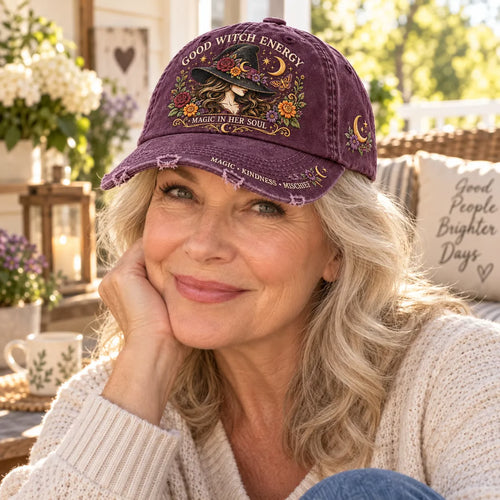 🔥Last Day 50% OFF 🌙 Good Witch Energy Floral Witch Baseball Cap