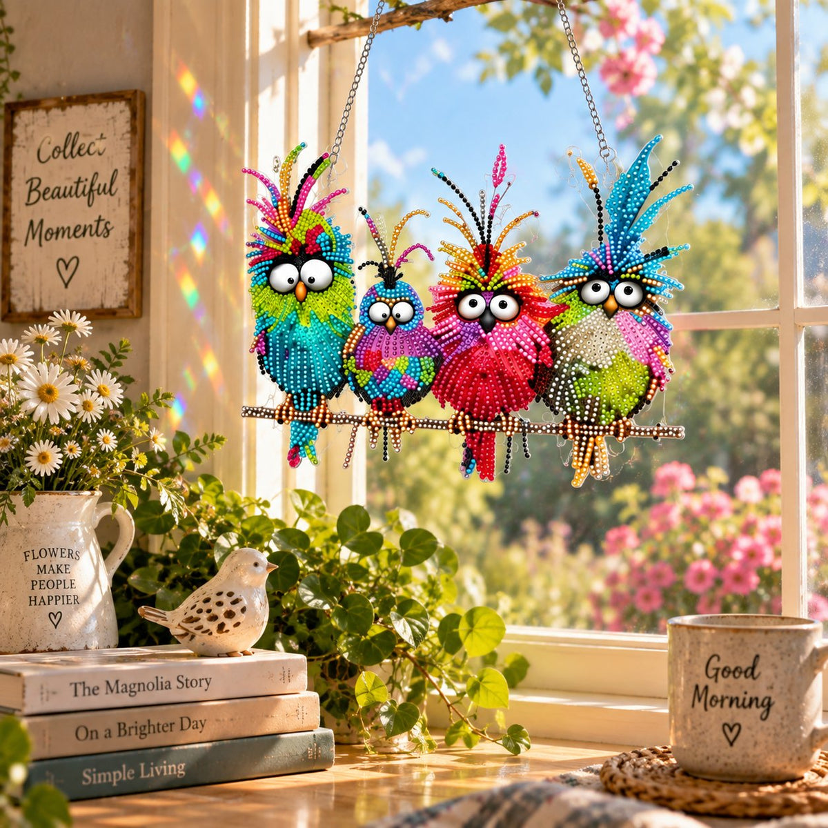 🔥Last Day 50% OFF - 🐦✨ Sunny Birds Diamond Art Suncatcher DIY Kit