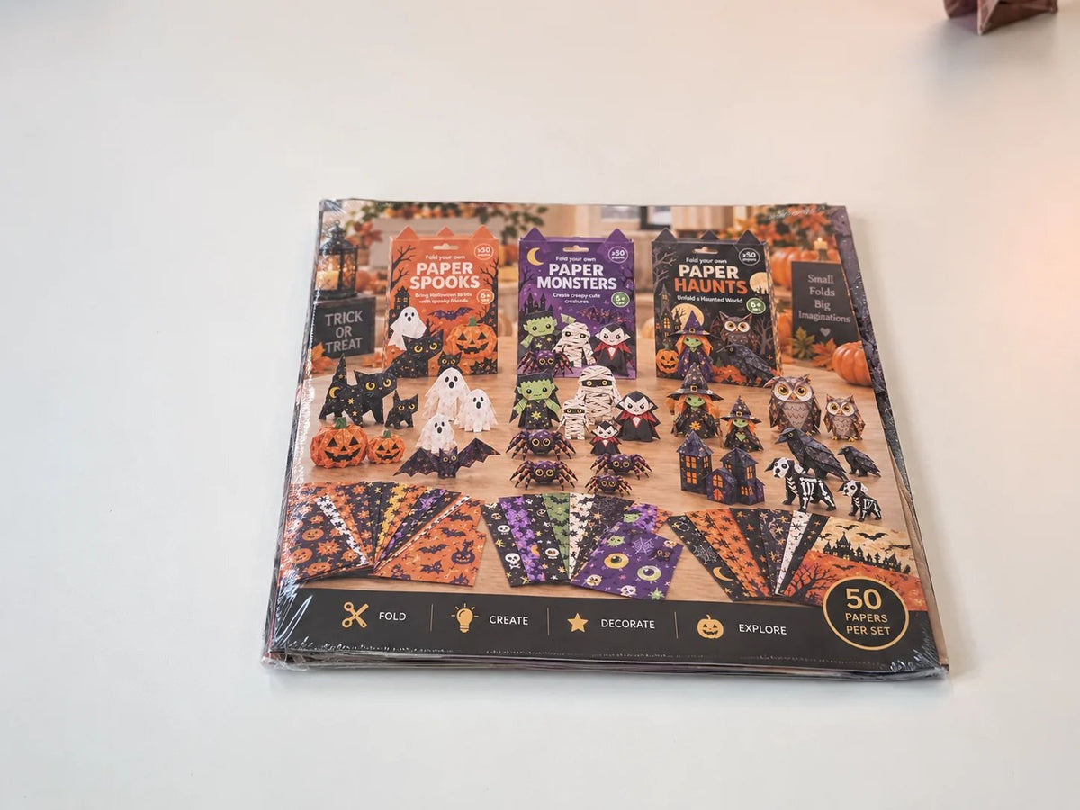 🎃 Halloween 3D Paper Craft Kit – 50 Pre-Printed Sheets + Step-by-Step Guide