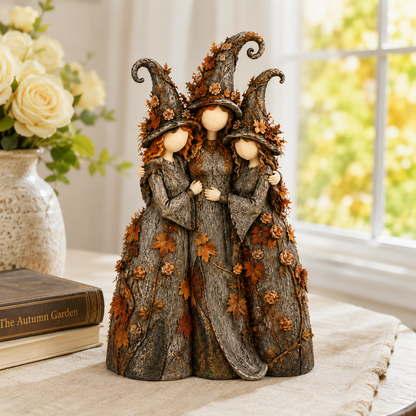 Vintage Autumn Witch Sisters Sculpture