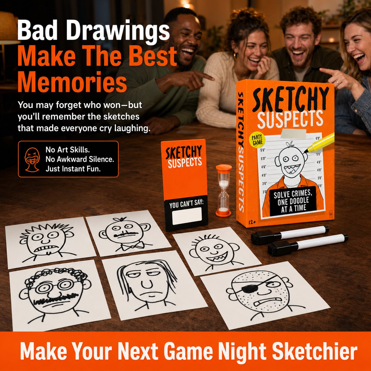 🔥 LAST DAY 49% OFF – 🚨 Sketchy SuspectsTM Police Sketch Party Game | Hilarious Drawing & Guessing Game for Ages 12+, 2+ Players, Family Nights & Parties ✏️😂